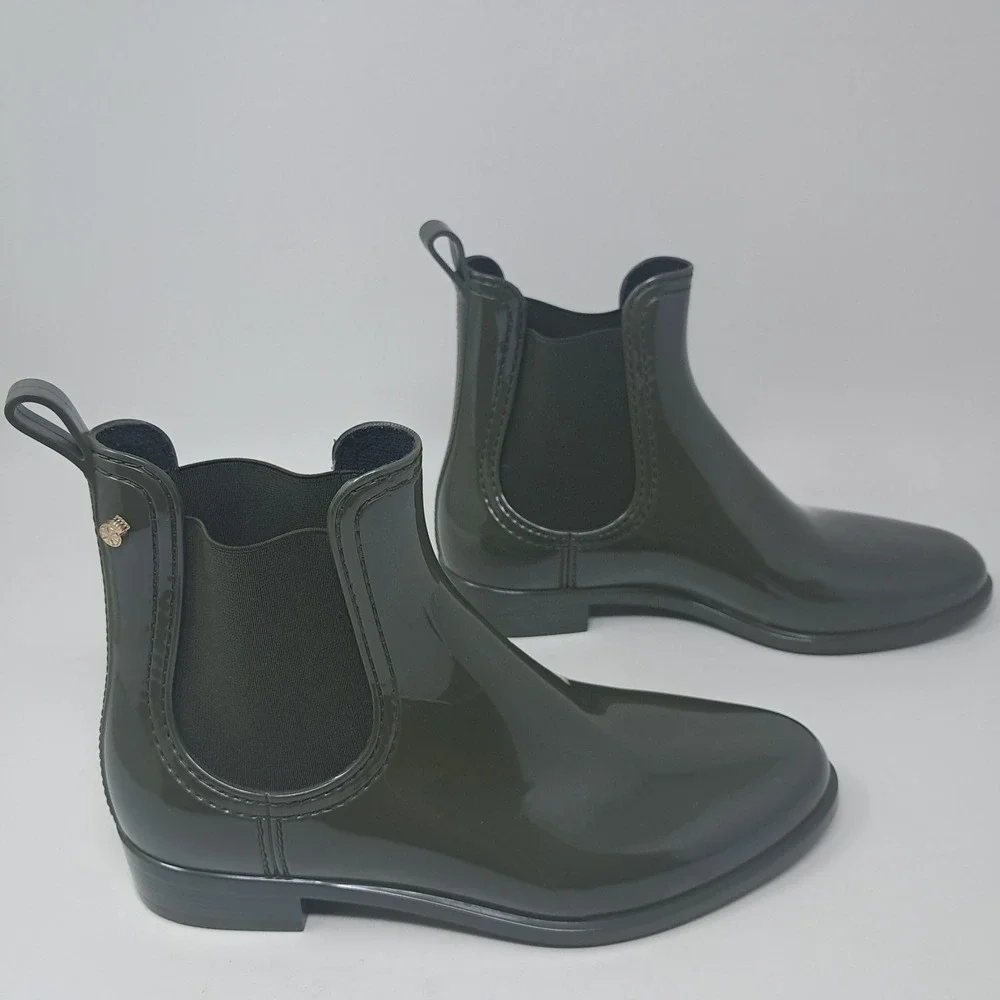 Lemon Jelly Chelsea Rain Boots Green $150 Retail made in Portugal size 40 US 9